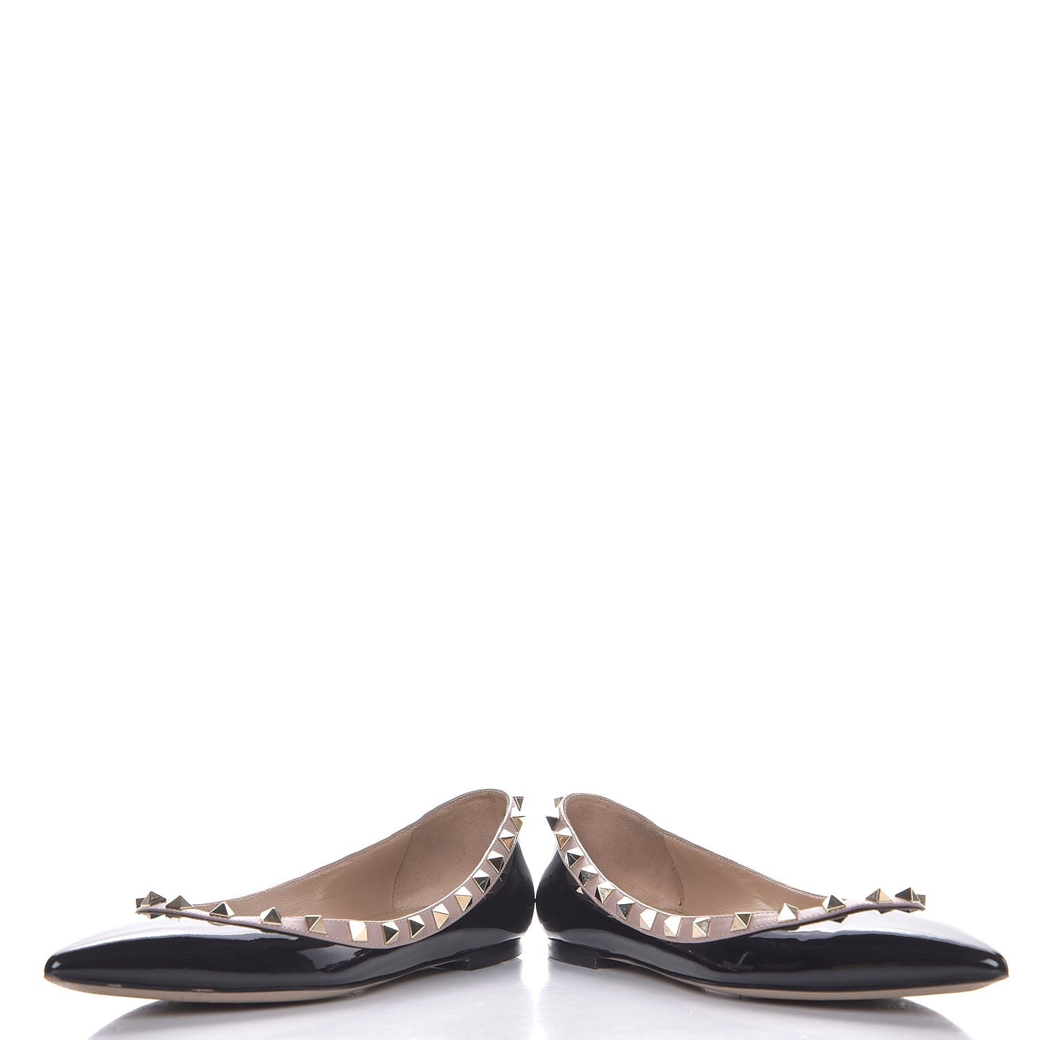 Valentino Garavani Patent Nappa Rockstud Ballerina Flats 37.5 Black Poudre 6 of 11
