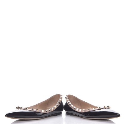 Valentino Garavani Patent Nappa Rockstud Ballerina Flats 37.5 Black Poudre 6 of 11