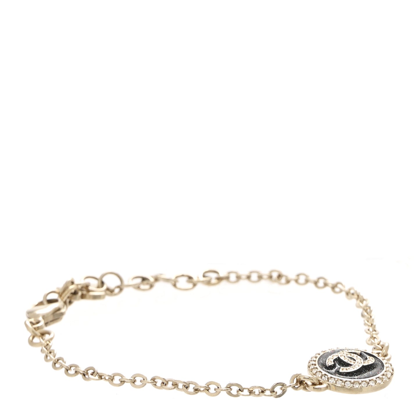 Metal Resin Crystal CC Bracelet Gold Black