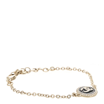 Chanel Metal Resin Crystal CC Bracelet Gold Black 1 of 5