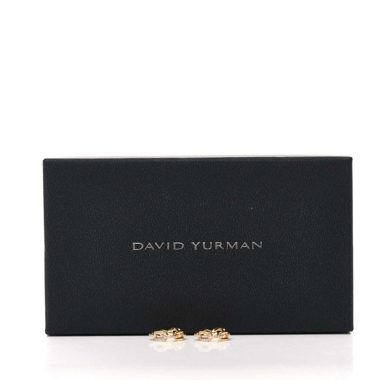 18K Yellow Gold Diamond Stax Chain Link Huggie Hoop Earrings