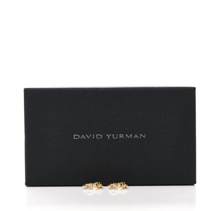 David Yurman 18K Yellow Gold Diamond Stax Chain Link Huggie Hoop Earrings 4 of 4