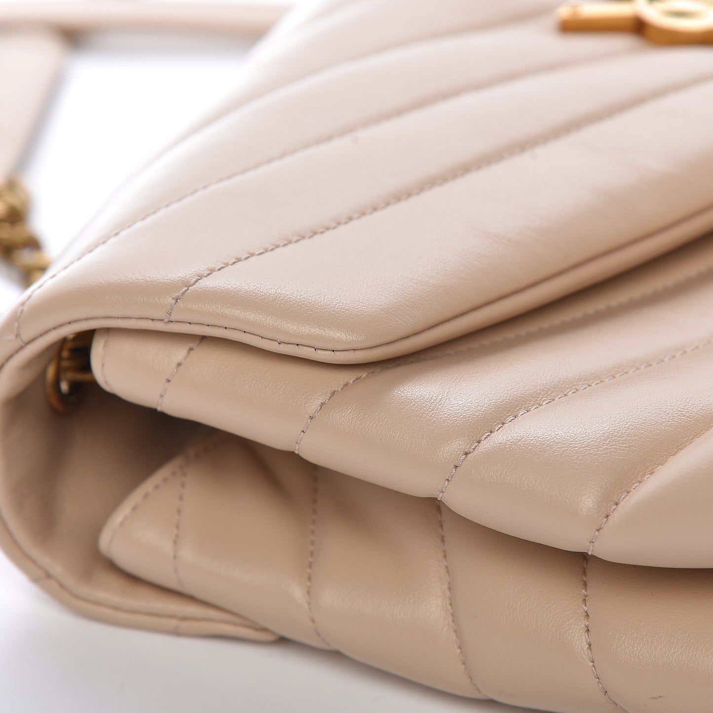 Calfskin Y Quilted Monogram Medium Loulou Chain Satchel Nude Powder