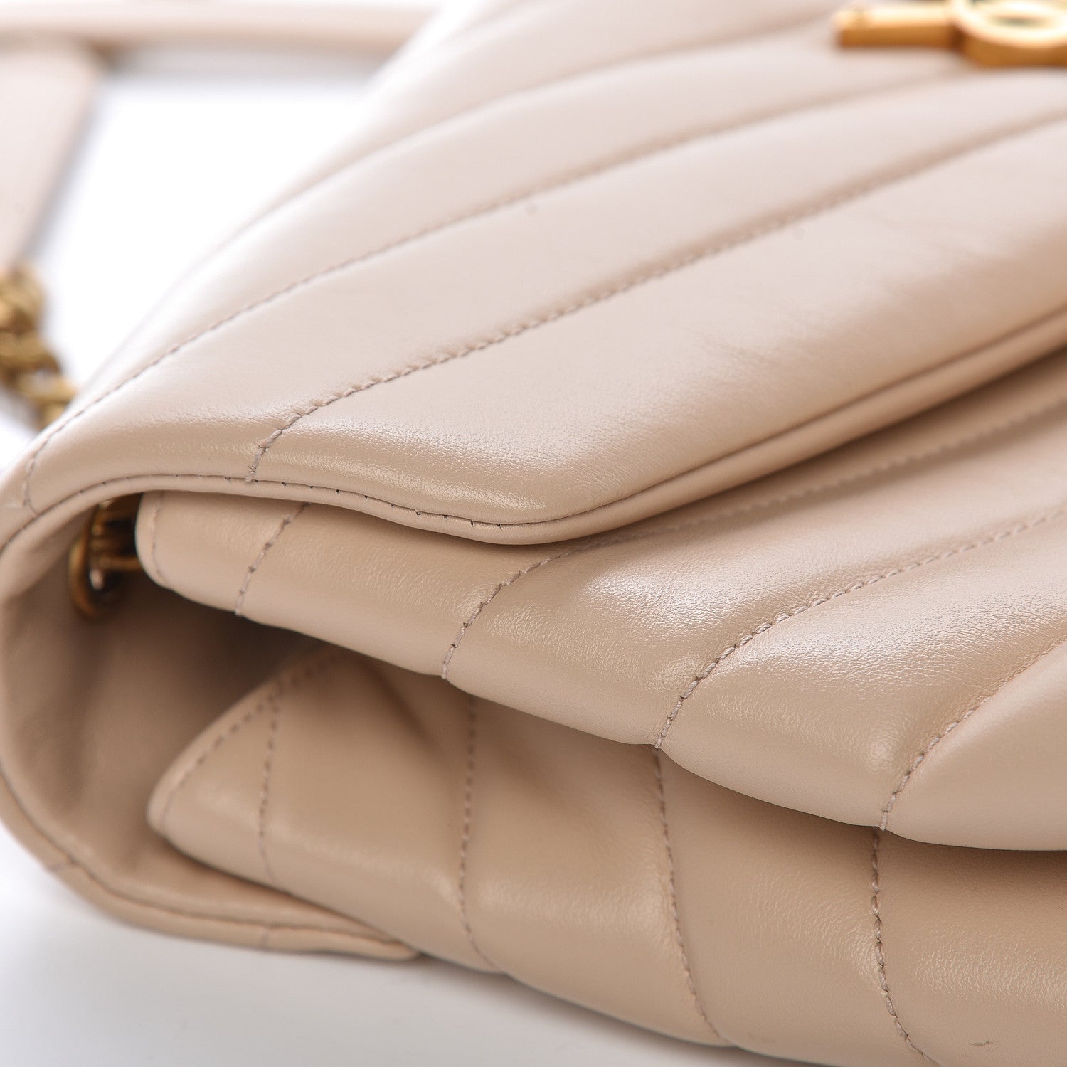 Saint Laurent Calfskin Y Quilted Monogram Medium Loulou Chain Satchel Nude Powder 13 of 15