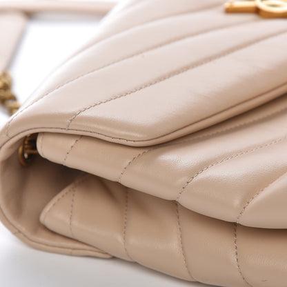 Saint Laurent Calfskin Y Quilted Monogram Medium Loulou Chain Satchel Nude Powder 13 of 15