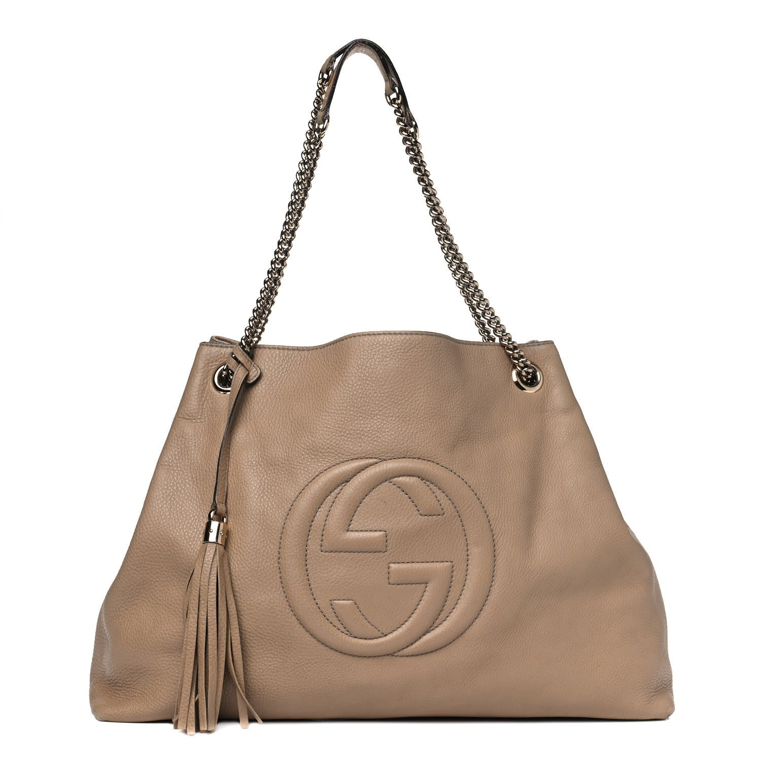 Gucci Pebbled Calfskin Large Soho Chain Shoulder Bag Nude 1 of 21
