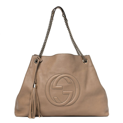 Gucci Pebbled Calfskin Large Soho Chain Shoulder Bag Nude 1 of 21
