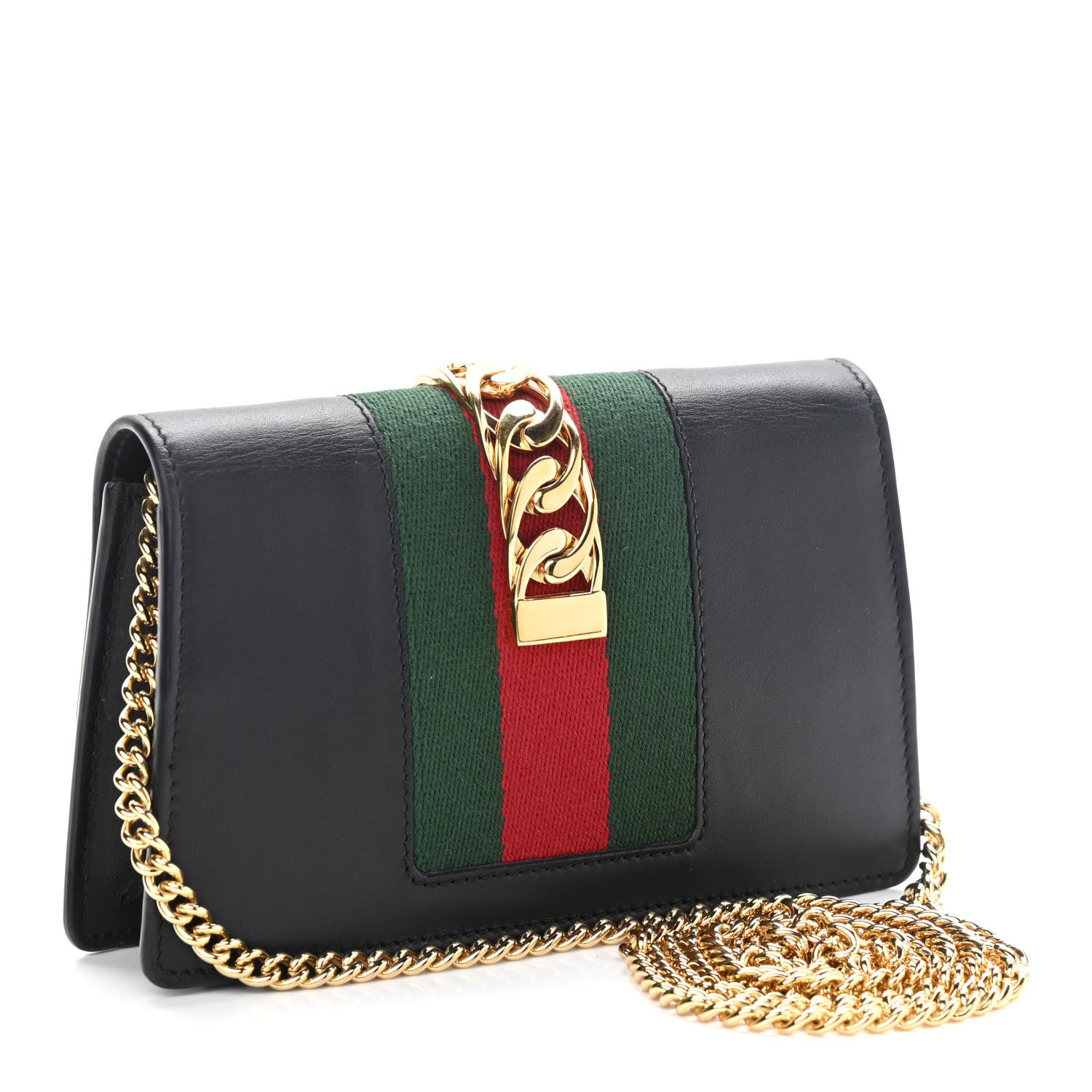 Gucci Calfskin Super Mini Sylvie Chain Shoulder Bag Black 3 of 10