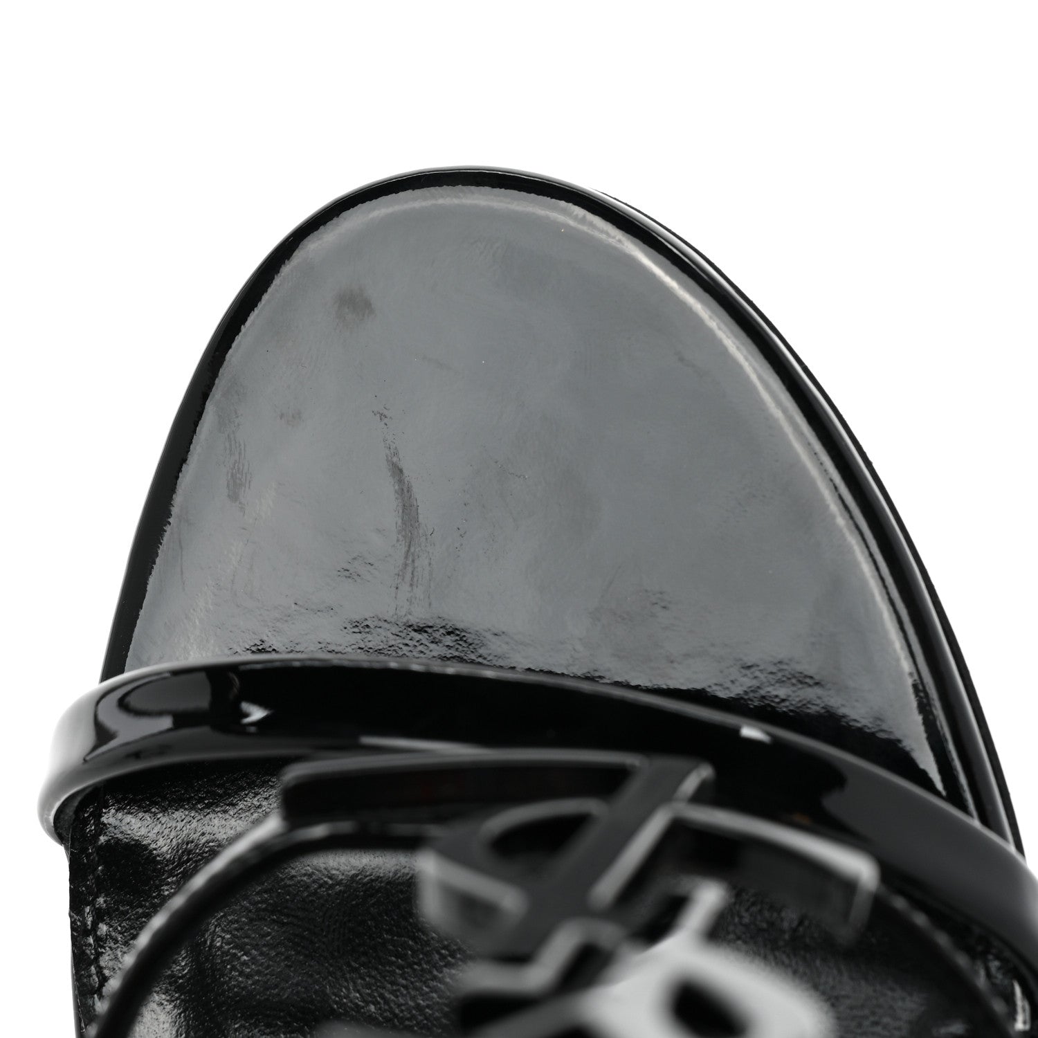 Saint Laurent Patent Cassandra 100 Ankle Strap Sandals 38.5 Black 9 of 11