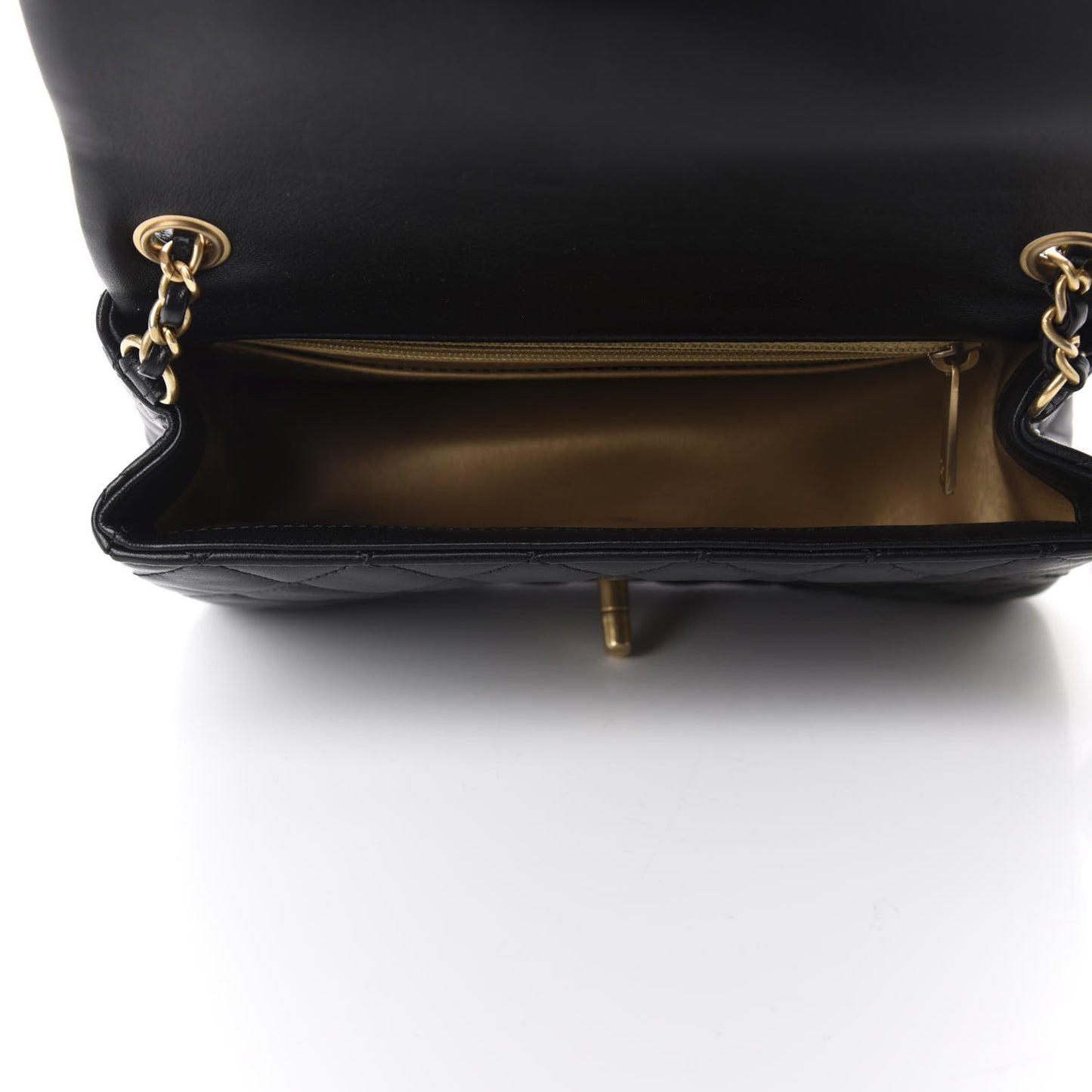 Lambskin Quilted Mini Rectangular Pearl Crush Flap Black