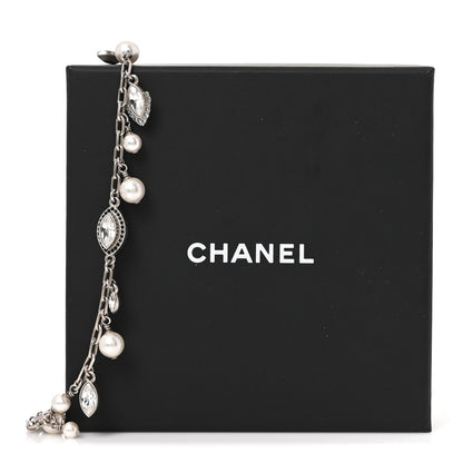Chanel Crystal Pearl CC Long Necklace Silver Grey 5 of 5