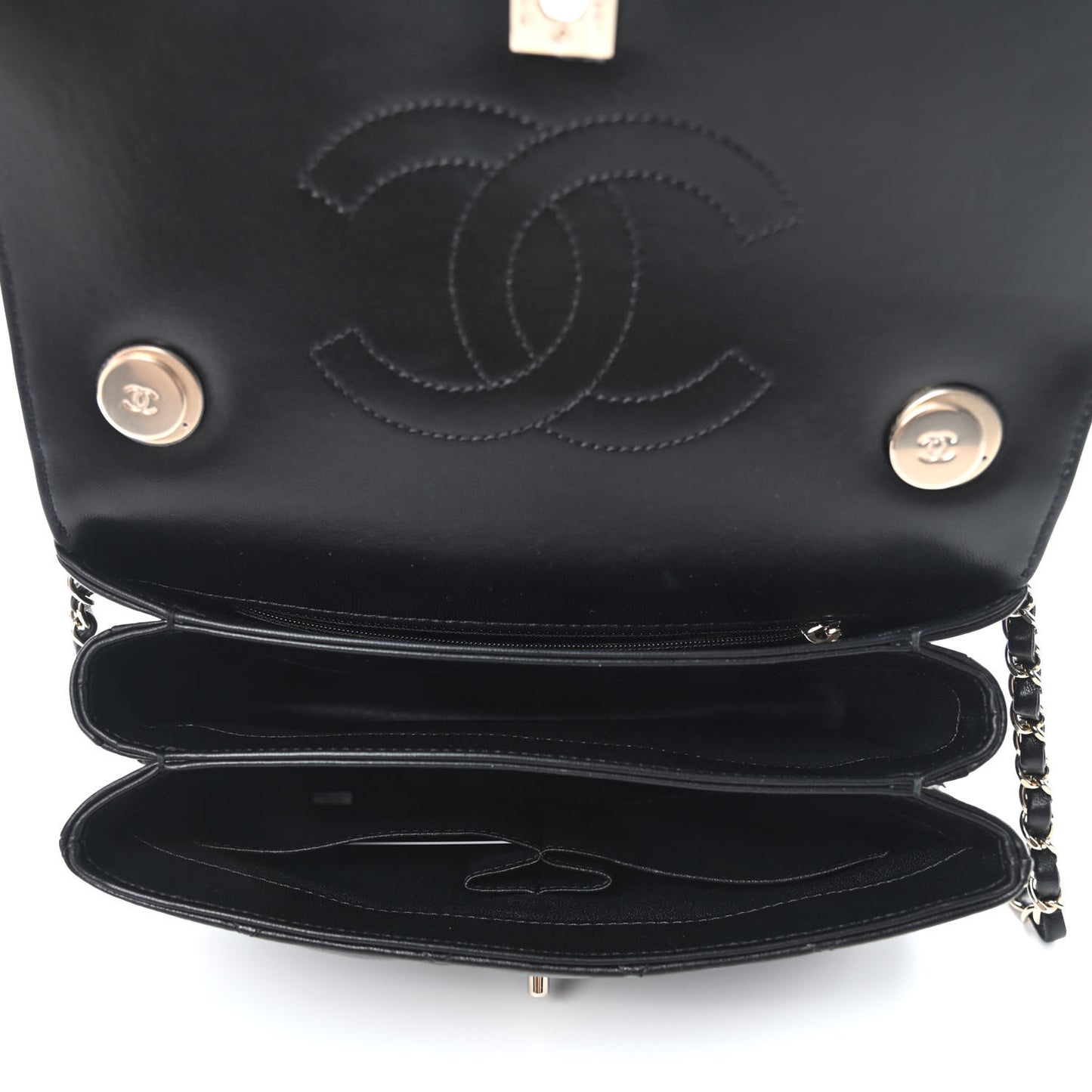 Lambskin Quilted Small Trendy CC Dual Handle Flap Bag Black
