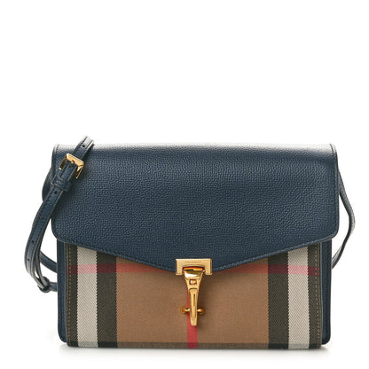 Burberry Derby Calfskin House Check Small Macken Crossbody Bag Ink Blue 1 of 11