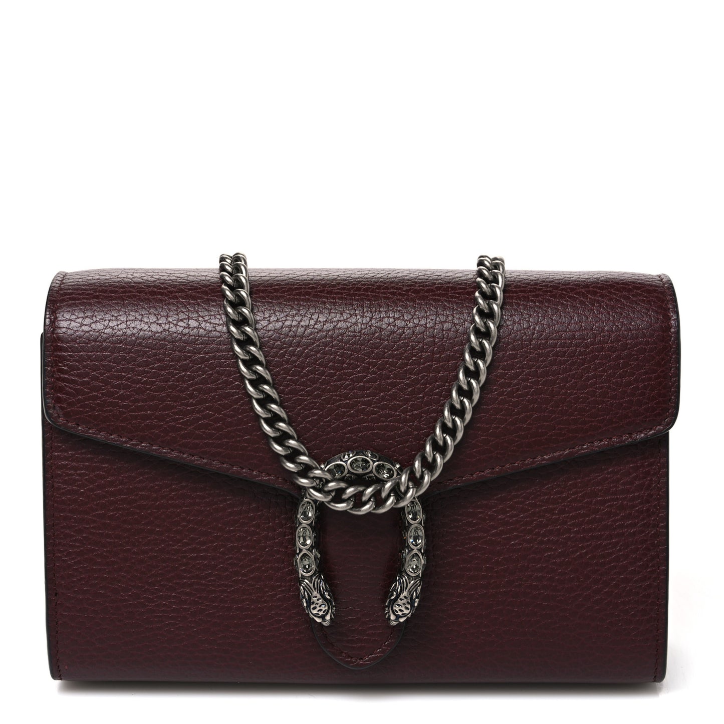 Dollar Calfskin Crystal Mini Dionysus Chain Wallet Vintage Bordeaux