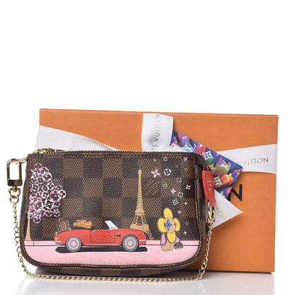 Louis Vuitton Damier Ebene 2019 Christmas Animation Mini Pochette Accessories Red 10 of 10