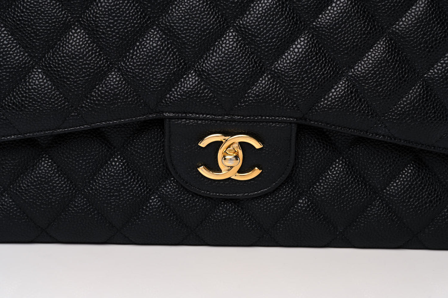 Caviar Quilted Jumbo Double Flap Black