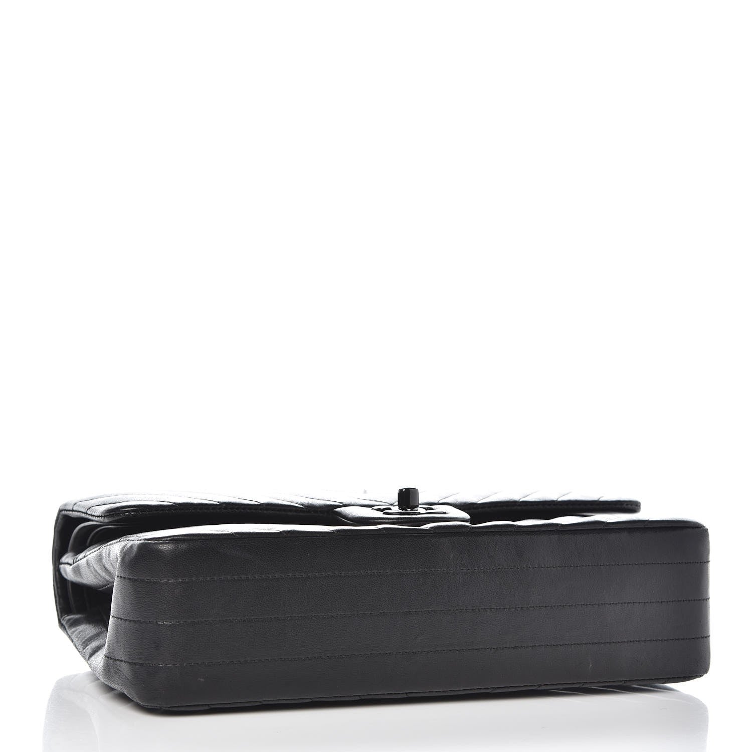 Chanel Lambskin Chevron Quilted Medium Double Flap So Black 5 of 16