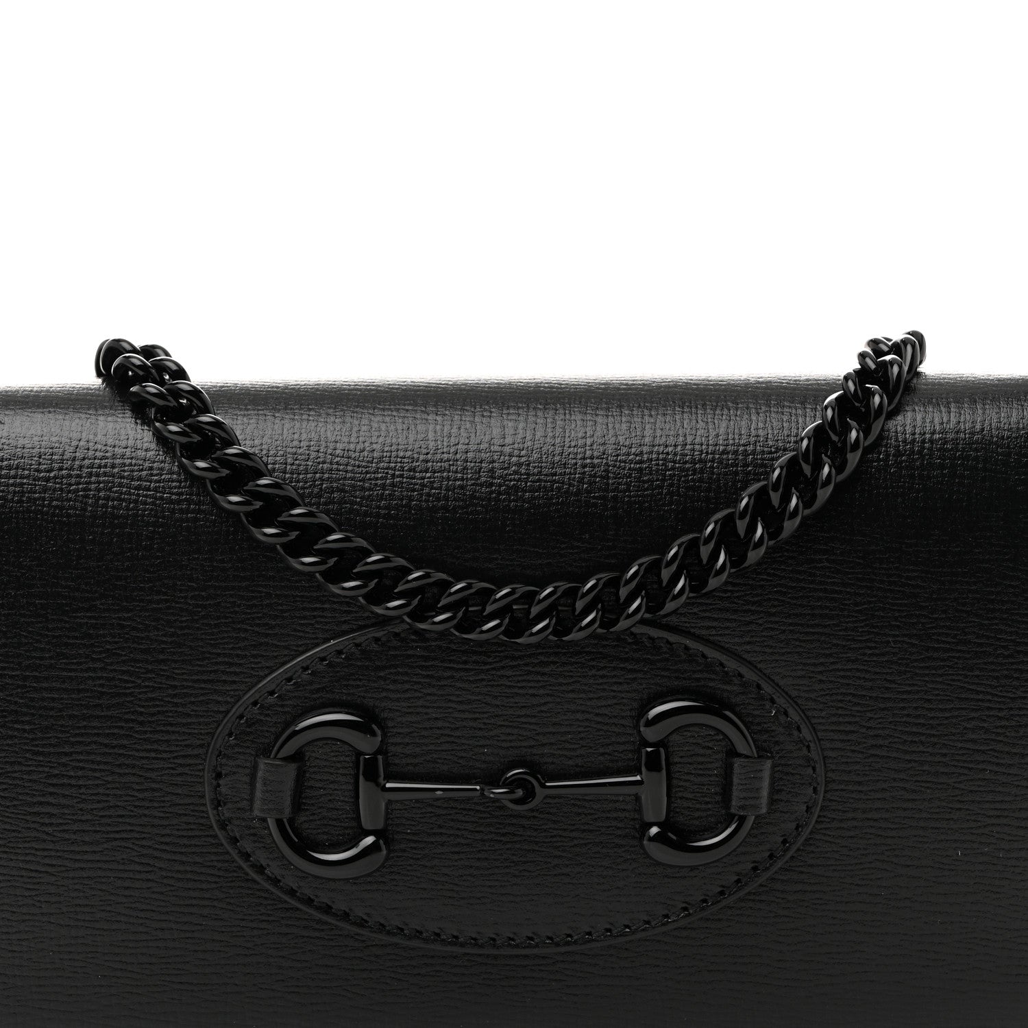 Gucci Azalea Calfskin Enamel Horsebit 1955 Wallet On Chain Black 8 of 10
