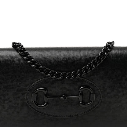 Gucci Azalea Calfskin Enamel Horsebit 1955 Wallet On Chain Black 8 of 10