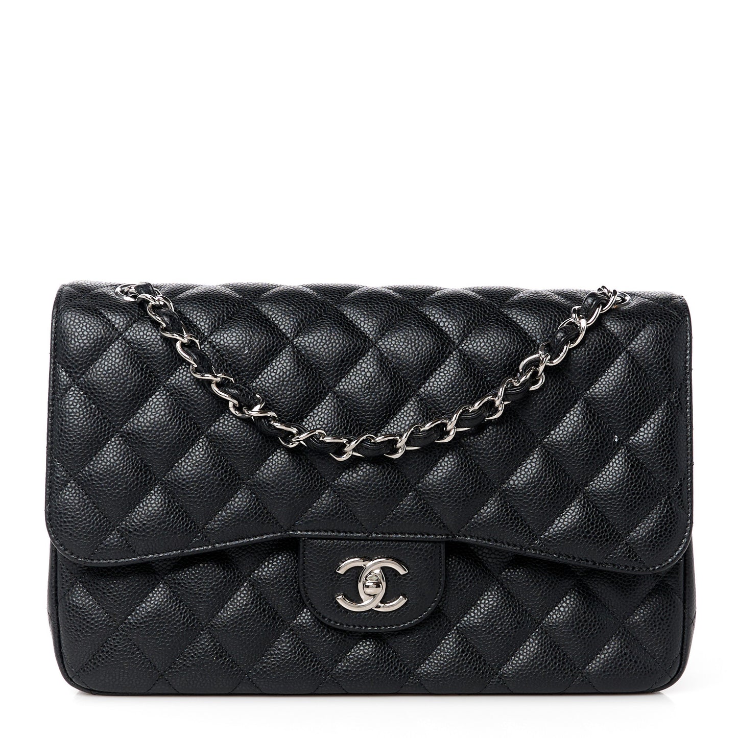 Caviar Quilted Jumbo Double Flap Black