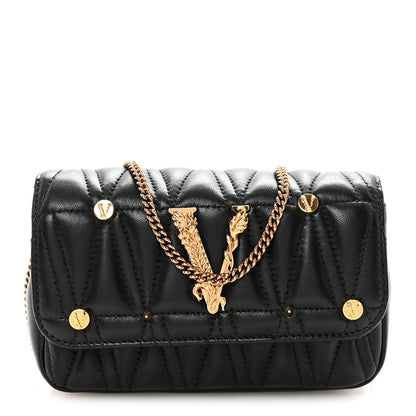 Versace Nappa Quilted Studded Virtus Evening Bag Black 1 of 9