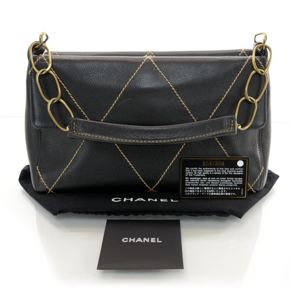 Chanel Diamond Stitch Surpique Bag Black 3 of 8