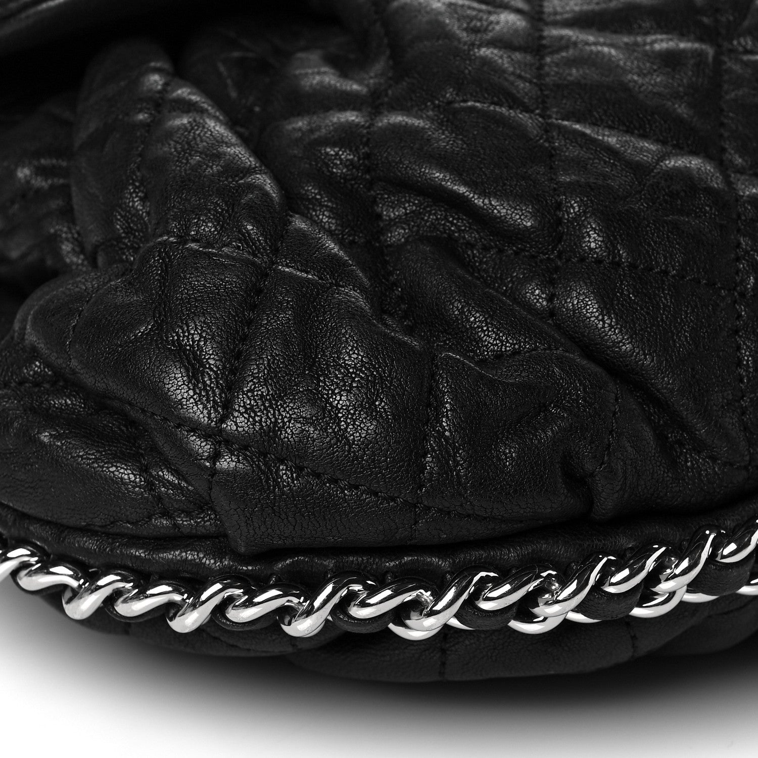 Chanel Washed Lambskin Quilted Medium Chain Around Messenger Black 9 of 12
