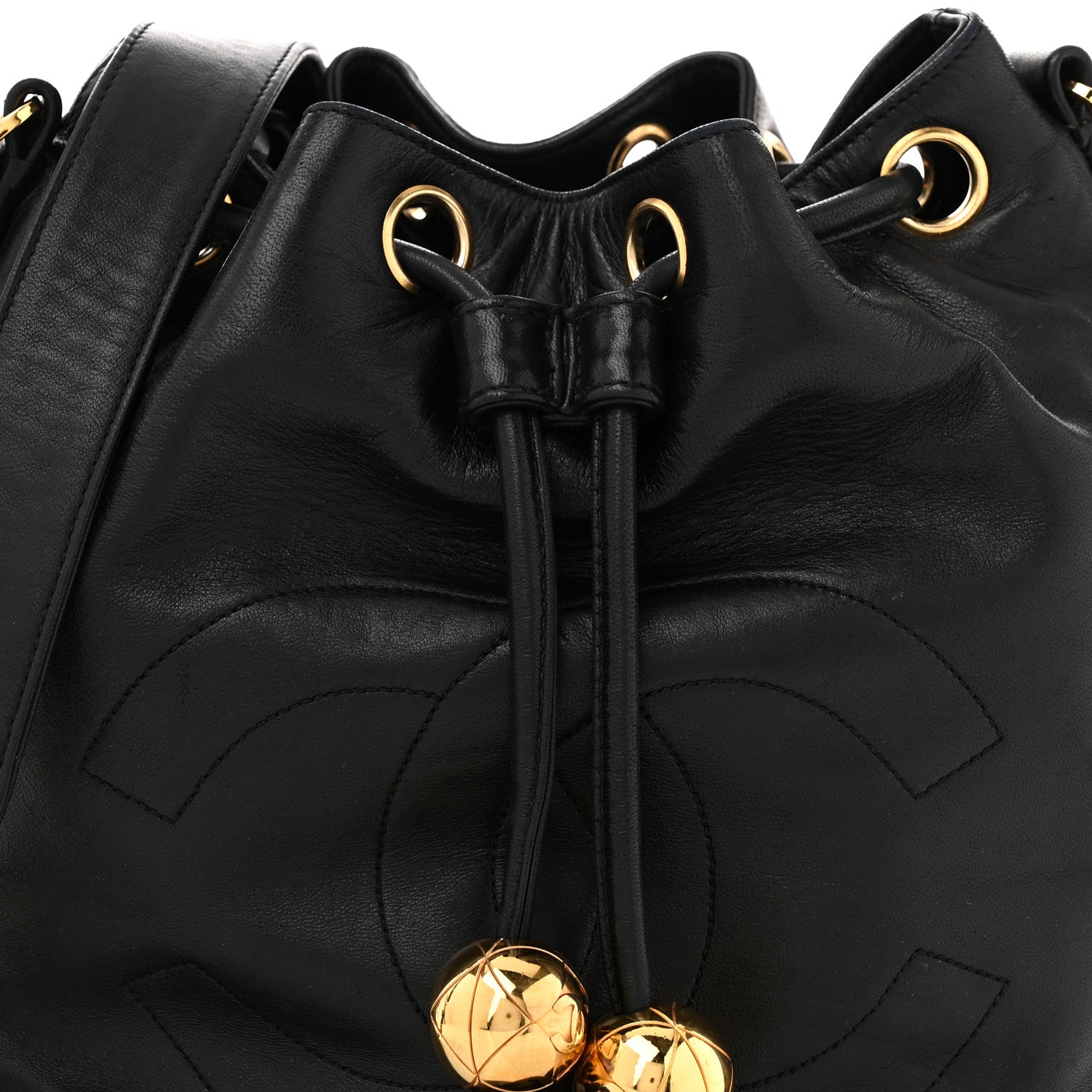 Chanel Lambskin CC Drawstring Bag Black 10 of 13
