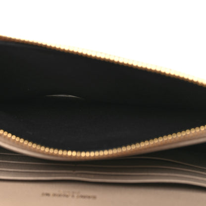 Saint Laurent Grain De Poudre Matelasse Chevron Monogram Envelope Chain Wallet Dark Beige 7 of 12
