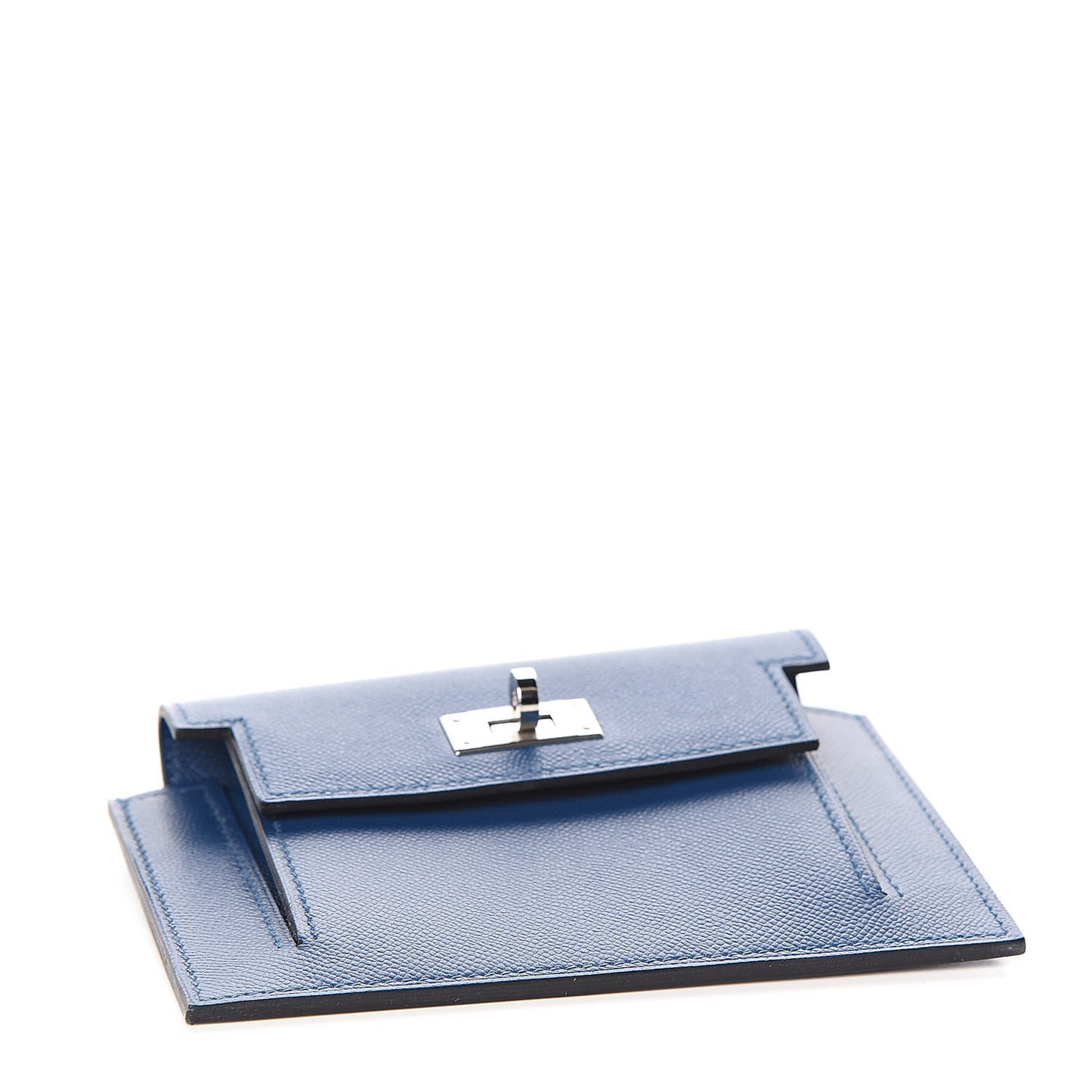 Madame Calfskin Kelly Pocket Compact Wallet Deep Bleu