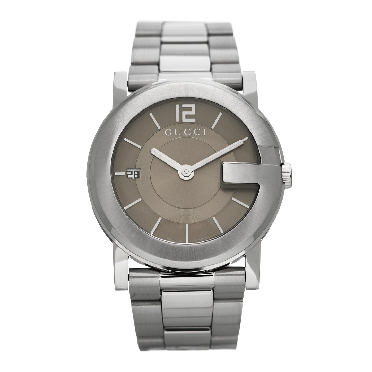 Stainless Steel 36mm G-Round Quartz Watch Brown