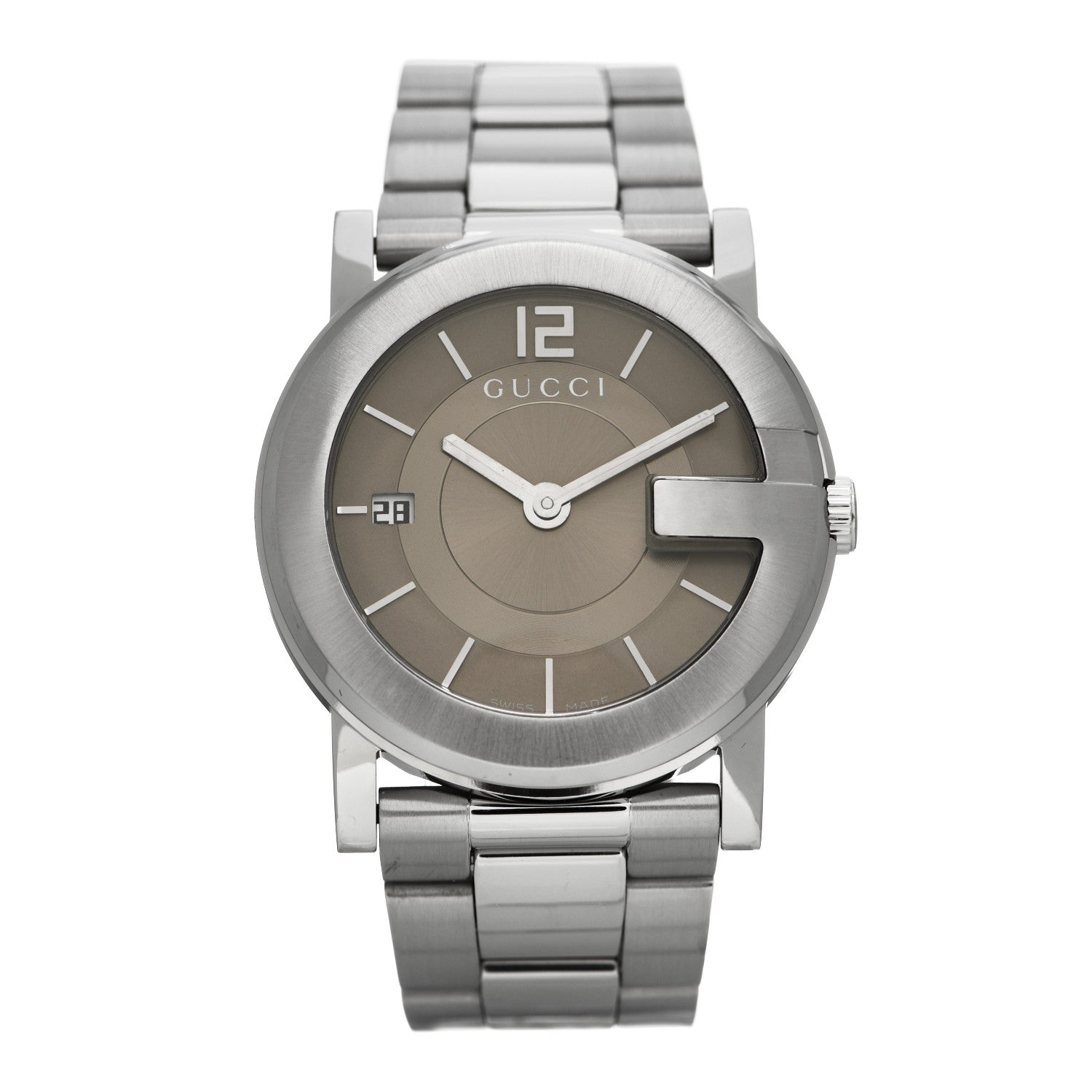 Gucci Stainless Steel 36mm G-Round Quartz Watch Brown 1 of 5