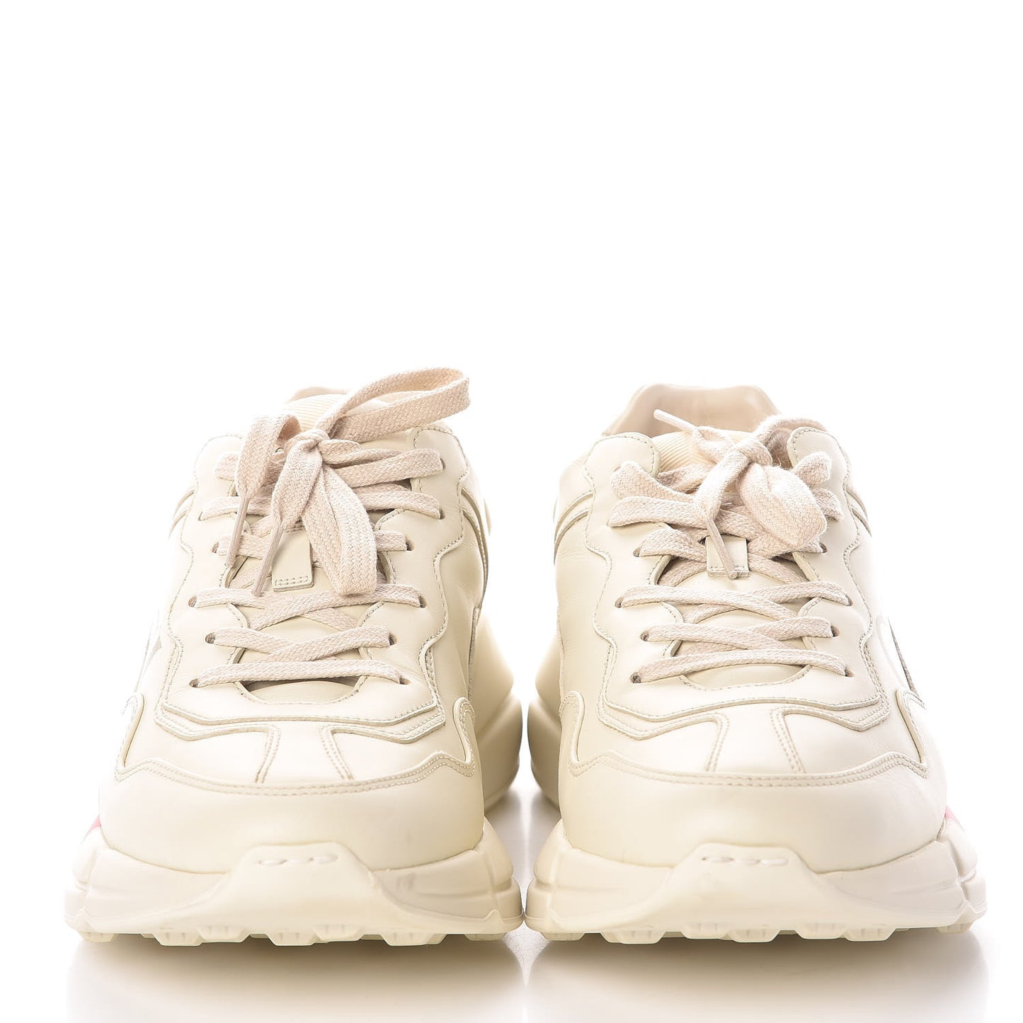 Calfskin Logo Mens Rhyton Sneakers 8.5 Ivory