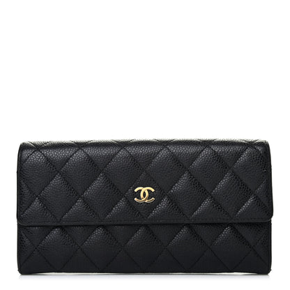Chanel Caviar Quilted Large Gusset Flap Wallet Black 1 of 6