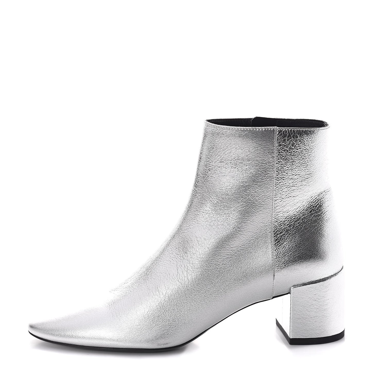 Metallic Calfskin Loulou 50 Ankle Booties 37 Silver