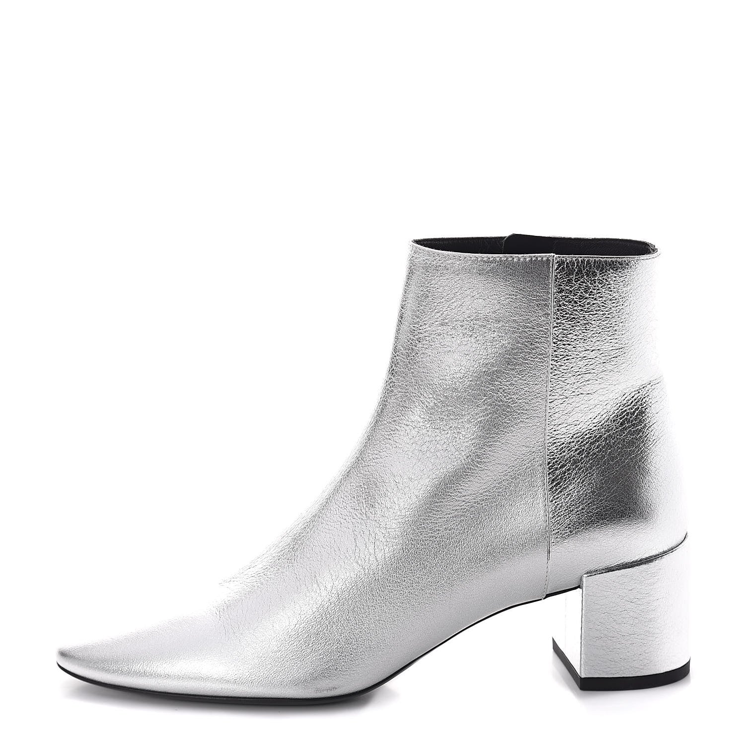 Saint Laurent Metallic Calfskin Loulou 50 Ankle Booties 37 Silver 1 of 8