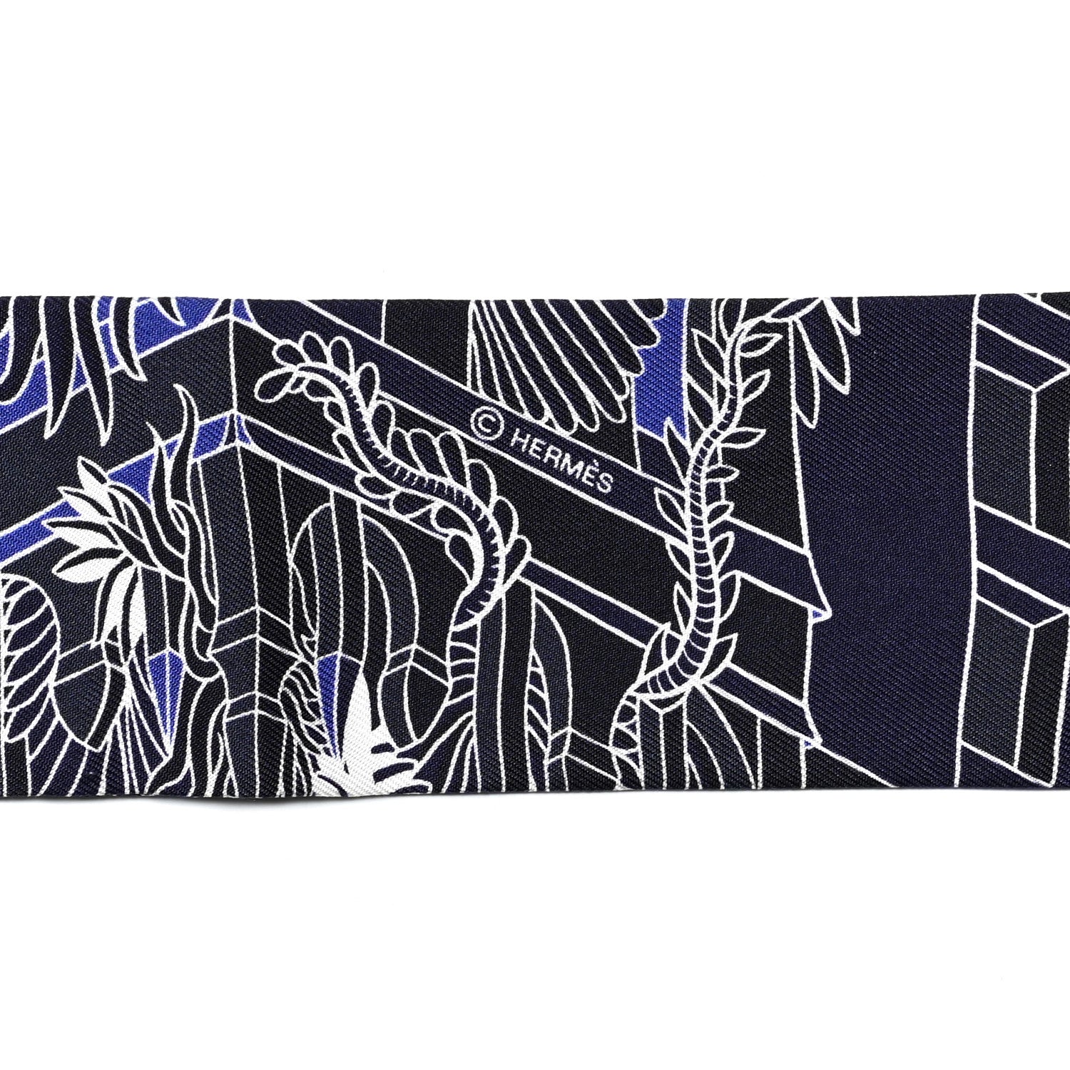 Hermes Silk Animapolis Plumetis Twilly Marine Bleu Royal 3 of 3