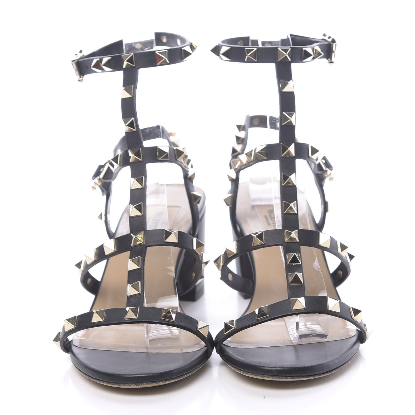 Calfskin Rockstud 60mm City Sandals 38 Black