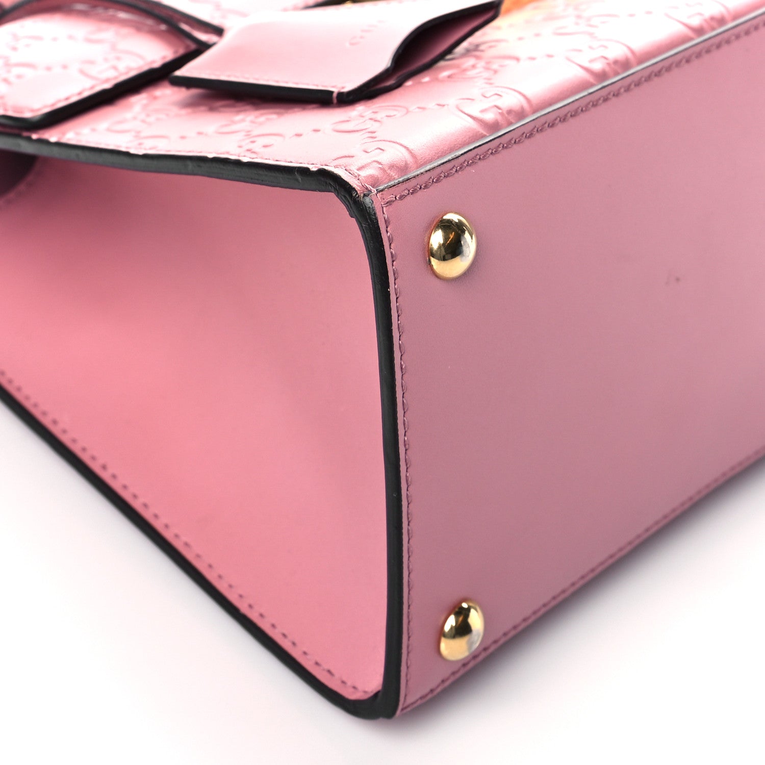 Gucci Guccissima Signature Small Padlock Top Handle Bag Rose Baby Candy 9 of 10