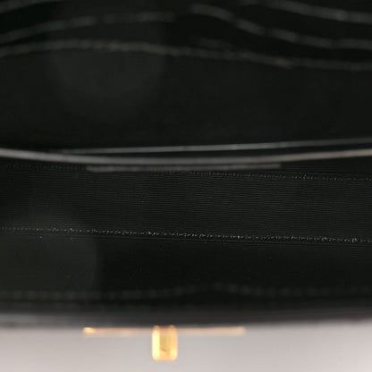 Saint Laurent Shiny Calfskin Crocodile Embossed Small Manhattan Baguette Black 5 of 9