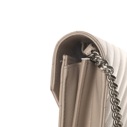Saint Laurent Grain De Poudre Matelasse Chevron Monogram Chain Wallet Rose Poudre 16 of 18