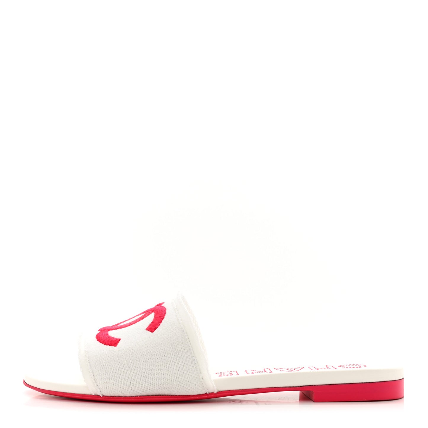 Jersey Knit CC Mules 39 White Fuchsia