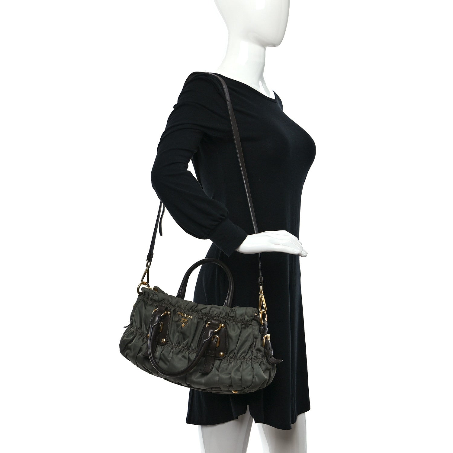 Prada Tessuto Nylon Gaufre Shopping Satchel Fumo 2 of 11