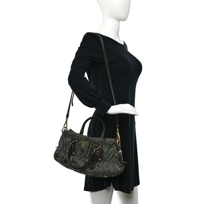Prada Tessuto Nylon Gaufre Shopping Satchel Fumo 2 of 11