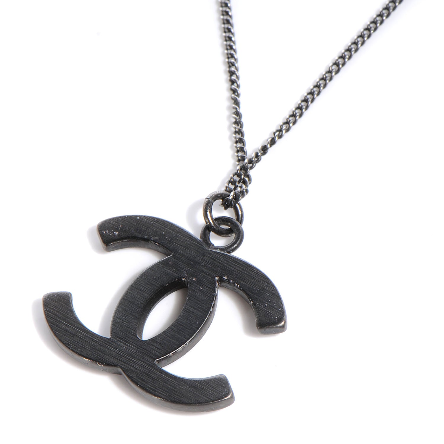 Chanel Crystal Baguette CC Necklace Dark Silver Black 5 of 5