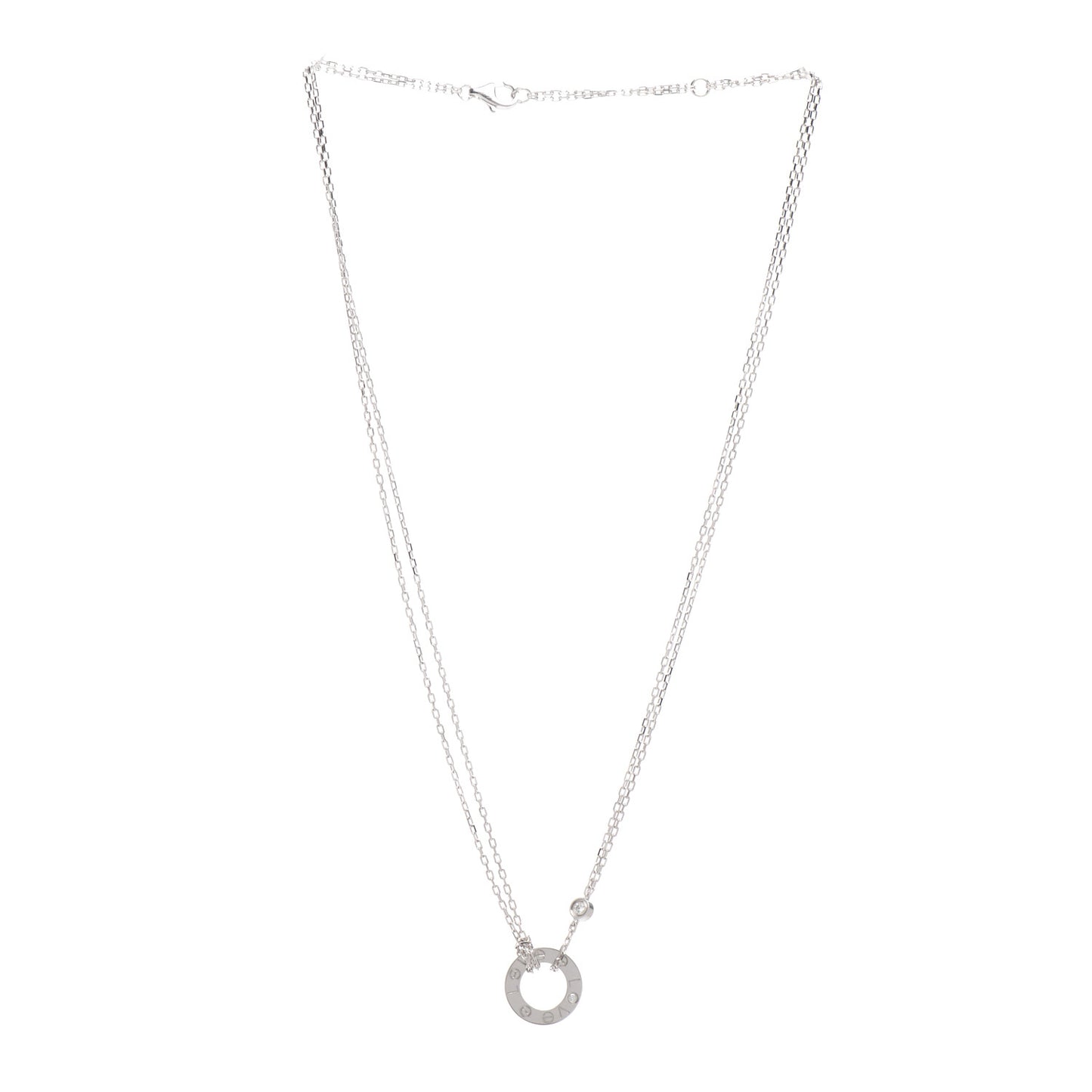 18K White Gold 2 Diamond LOVE Necklace