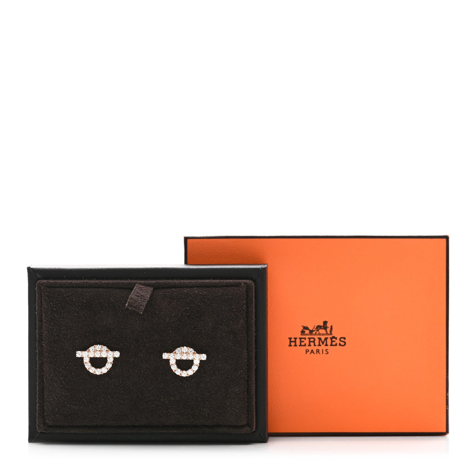 Hermes 18K Rose Gold Diamond Finesse Earrings 5 of 5