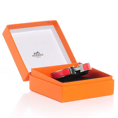 Hermes Narrow Enamel Clic Clac H Bracelet PM Framboise 4 of 5