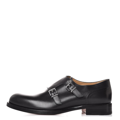 Hermes Calfskin Mens Double Buckle Loafers 44.5 Black 1 of 9