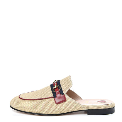 Gucci Canvas Vintage Charlotte Web Princetown Slippers 37 Sand Cuir 1 of 9